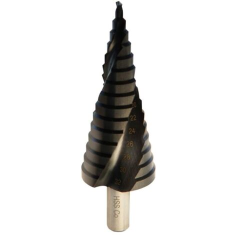 Stufenbohrer aus Kobalt 6% für Edelstahl und Metalle (4-32 mm/15 Stufen)