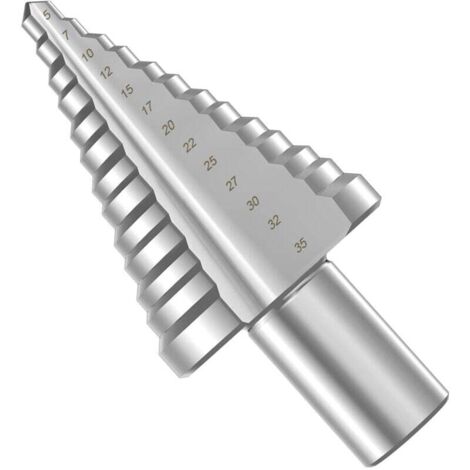 Stufenbohrer für Metall, Stufenfräser (5 mm–35 mm) mit Titanbeschichtung für Metall, Holz, Kunststoff, Messing, Aluminium und PVC