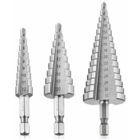 Stufenbohrer, HSS-Metallfräser, 3-teilig, SKU00468, Stufenbohrer, Stahlfräser, konischer Dreieckbohrer