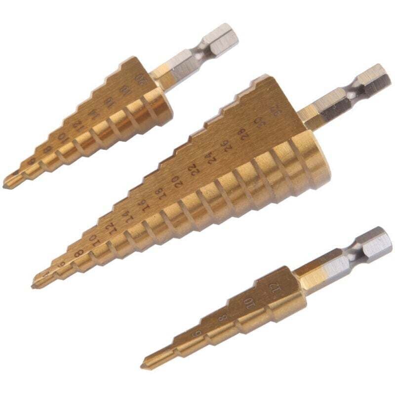 Image of Stufenbohrer mit Sechskantschaft (3-teiliges Sechskantschaft-Bohrerset, Stufenbohrer)