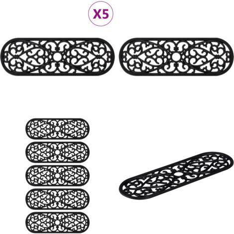 Stufenmatten 5 Stk. 25x75 cm Gummi - Gummitreppenmatte - Treppenläufer - Anti-rutsch Matte - Stufenmatte Schwarz - Treppe Schutzmatte - Home & Living