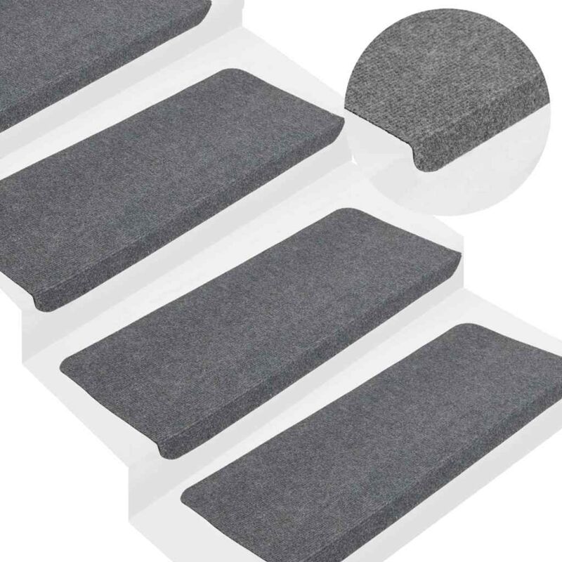 Stufenmatten Selbstklebend 15 Stk. 65x24, 5x3, 5 Cm Grau Vidaxl