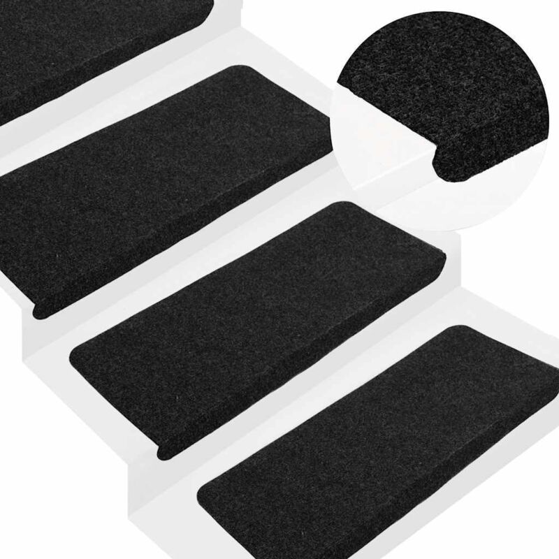 Stufenmatten Selbstklebend 30 Stk. Schwarz 65x24, 5x3, 5 Cm - Vidaxl