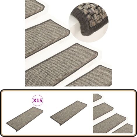 Stufenmatten Selbstklebend 15 Stk. Grau und Beige 65x21x4 cm - Treppenmatten - Teppiche Für Treppen - Trittsicherheit - Rutschfeste Matte - Treppenläufer