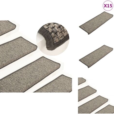 Stufenmatten Selbstklebend 15 Stk. Grau und Beige 65x21x4 cm - Treppenmatten - Teppiche Für Treppen - Trittsicherheit - Rutschfeste Matte - Treppenläufer