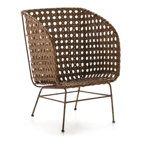 Stuhl 48x46x95 Black Metal / Black Wicker Furniture / Footast / Footstütze / Salons für alle Stile, um dem Haus eine Note zu verleihen