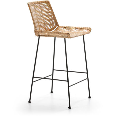 Stuhl 50x49x97 Metall Noir / Natural Wicker Furniture / Chaisspour Alle Stile, um zu Hause eine Note zu verleihen