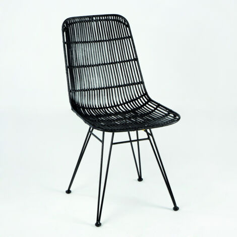 Stuhl 57x45x88 Metall / Black Wicker Lighting / Suspension Lamps Alle Stile, um zu Hause eine Note zu verleihen