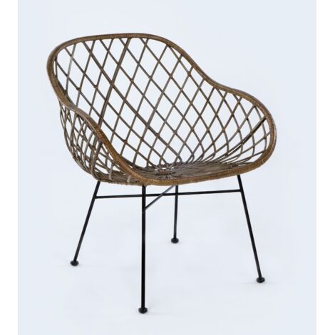 Stuhl 66x66x77 Metall / Brown Wicker Möbel / Hautspour -Stühle alle Stile, um dem Haus eine Note zu verleihen