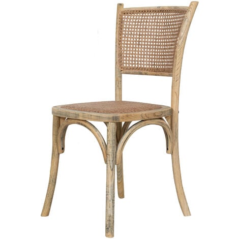 BISCOTTINI Stuhl aus massivem Eschenholz und Rattan. Thonet-Stuhl. Esszimmer-, Küchen- und Restaurantstühle. Eichenfinish im Vintage-Stil