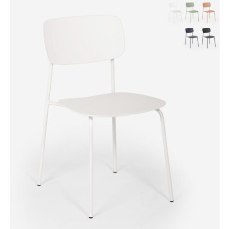 AHD AMAZING HOME DESIGN Stuhl aus Polypropylen und Metall Esszimmer, modernes Design Josy - Weiß