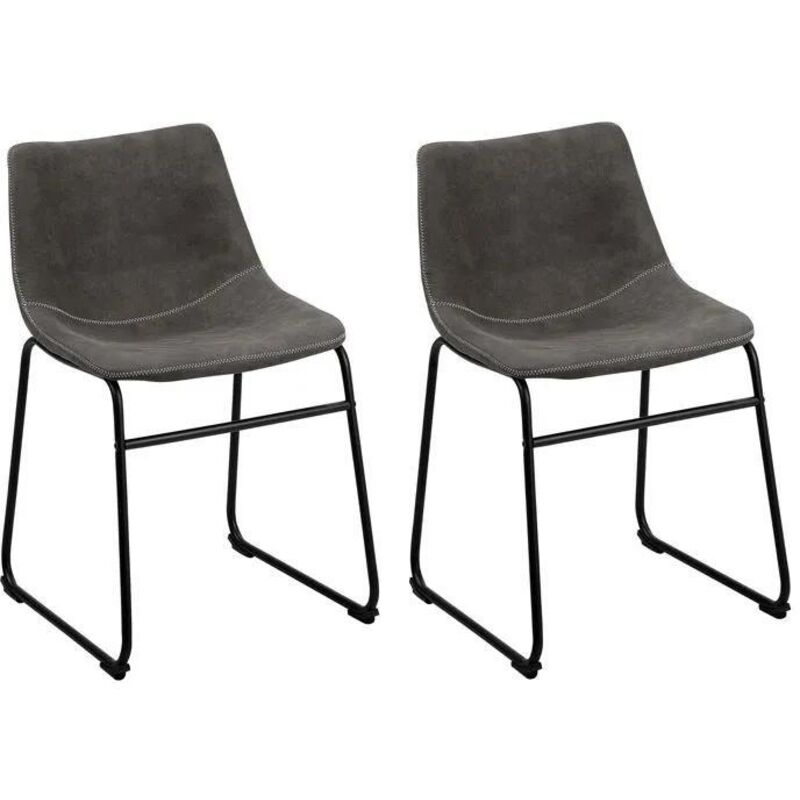 Beliani Retro-stuhl Grau Dunkel Set Von 2 74 Cm