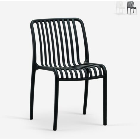 Stuhl draußen Garten modern schwarz weiß Polypropylen Sawas - Schwarz