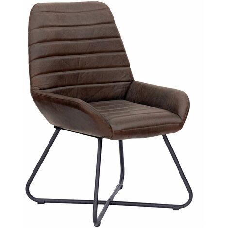 Stuhl Echtleder 59x68x93 dunkelbraun IRON LABEL 16