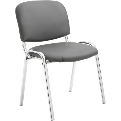 Stuhl Ken Chrom Kunstleder grau