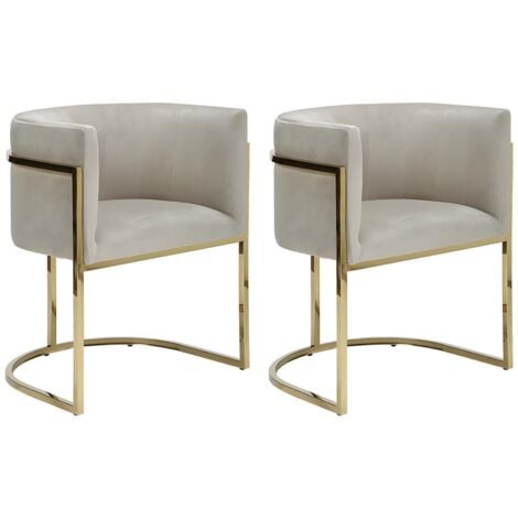 Stuhl mit Armlehnen 2er-Set - Samt & Metall - Beige & Goldfarben - PERIA von Pascal MORABITO