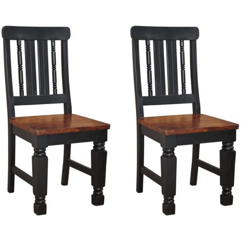 Stuhl Sheesham 45x45x98 schwarz/braun lackiert NEW BOSTON 120, 2er Set