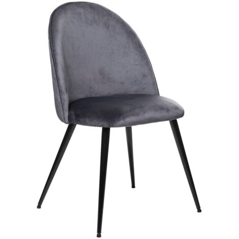 Stuhl Slano - grau - Samt - schwarze Metallbeine