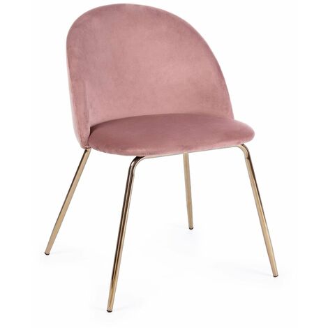 Stuhl "Tanya" aus antikem rosa Samt und Beinen aus Messing h 77 cm moderne Einrichtung -Packung mit 1 Stück