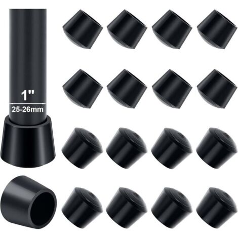 Stuhlbeinkappen, 16 Stück, 25–26 mm, Gummikappen für Stuhlbeine, 25 mm Innendurchmesser, zum Schutz der Tischbeine und Vermeidung von Kratzern auf dem Boden, Schwarz