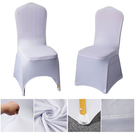 Stuhlhussen Hochzeitsstuhlbezug Bankettstuhlbezug für Stühle ohne Armlehnen Polyester und Spandex Elastische Partyfeierdekoration, Weiß All Inclusive