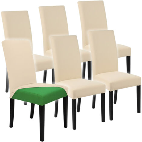 Stuhlhussen-Set, 6-teilig, elastisch, universell, hellbeige