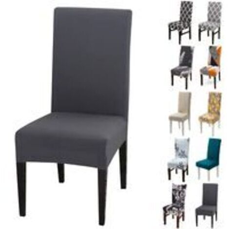 Stuhlhussen-Set, 6 universelle Stretch-Stuhlhussen – Modern – Grau