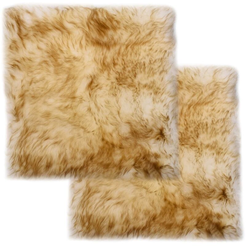 Vidaxl Sitzkissen 2 Stk. Braun Melange 40x40 Cm Echter Schafspelz
