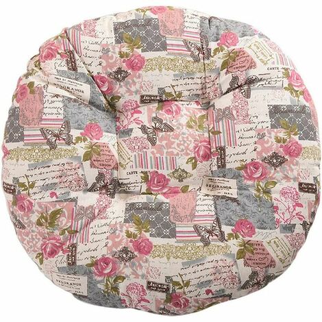 Stuhlkissen, rund, Sitzkissen, Blumenmuster, Animalprint, Sitzkissen, 40 cm, Baumwolle und Leinen, rosa