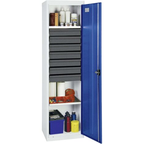 Stumpf Armoire à outils et matériel série 3000 gris clair / bleu gentiane + 7 tiroirs 100 mm + 2 tablettes coulissantes - 3005274