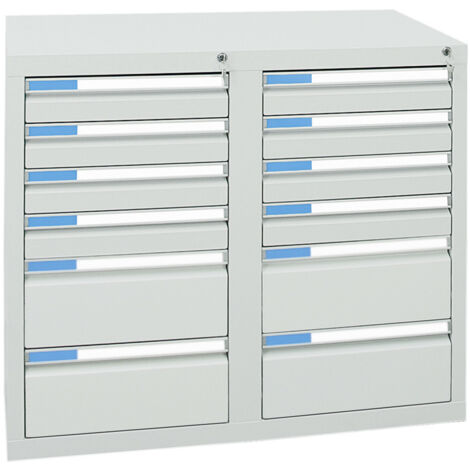 Stumpf Schubladenschrank Serie ESTA, 12 Schubladen lichtgrau (8x100, 4x200mm)
