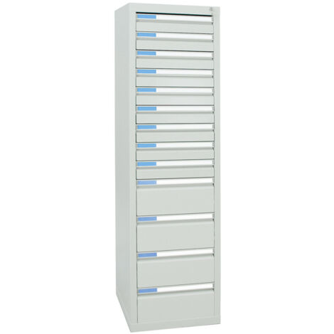 Stumpf Schubladenschrank Serie ESTA, 13 Schubladen lichtgrau (9x100, 4x200mm)