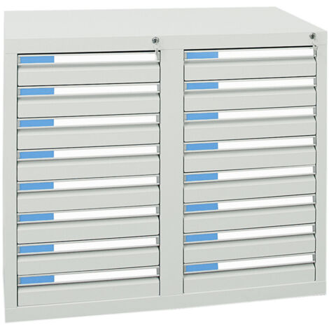 Stumpf Schubladenschrank Serie ESTA, 16 Schubladen lichtgrau (16x100mm)