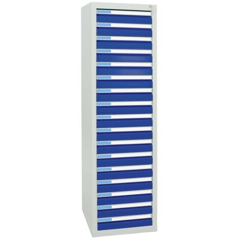 Stumpf Schubladenschrank Serie ESTA, 17 Schubladen enzianblau (17x100mm)