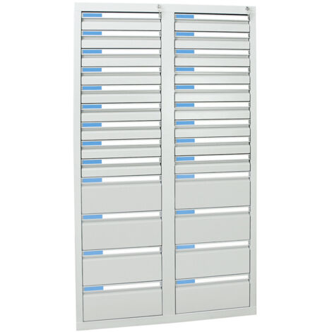 Stumpf Schubladenschrank Serie ESTA, 26 Schubladen lichtgrau (18x100, 8x200mm)