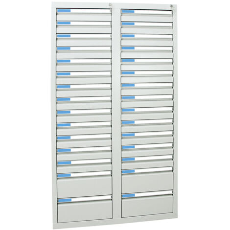 Stumpf Schubladenschrank Serie ESTA, 30 Schubladen lichtgrau (26x100, 4x200mm)