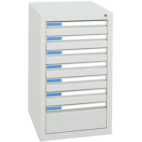 Stumpf Schubladenschrank Serie ESTA, 7 Schubladen lichtgrau (6x100, 1x200mm)