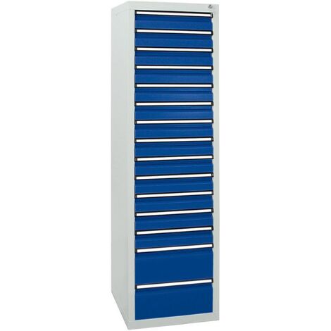 Stumpf Schubladenschrank Serie STS 410, 15 Schubladen enzianblau (13x100, 2x200mm)