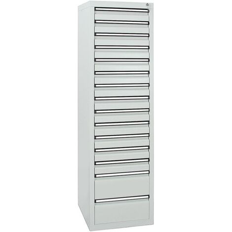 Stumpf Schubladenschrank Serie STS 410, 15 Schubladen lichtgrau (13x100, 2x200mm)