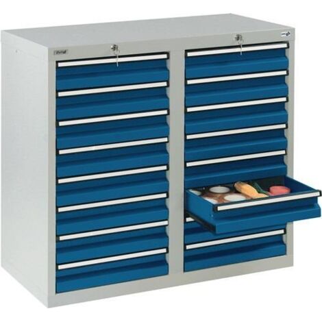 Stumpf Schubladenschrank Serie STS 410, 16 Schubladen lichtgrau (16x100mm)