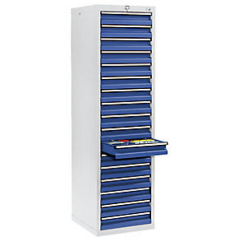Stumpf Schubladenschrank Serie STS 410, 17 Schubladen enzianblau (17x100mm)
