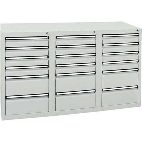 Stumpf Schubladenschrank Serie STS 410, 18 Schubladen lichtgrau (12x100, 6x200mm)