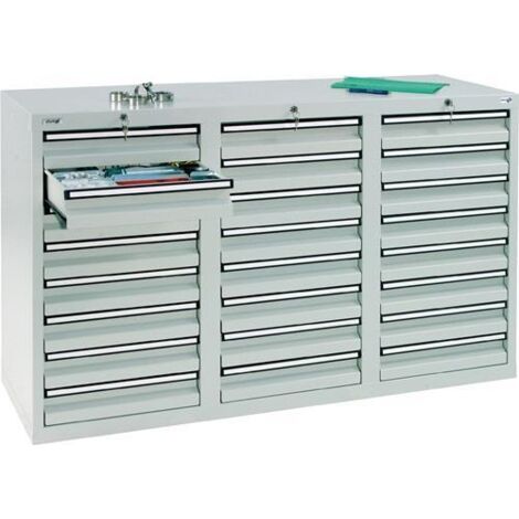 Stumpf Schubladenschrank Serie STS 410, 24 Schubladen lichtgrau (24x100mm)