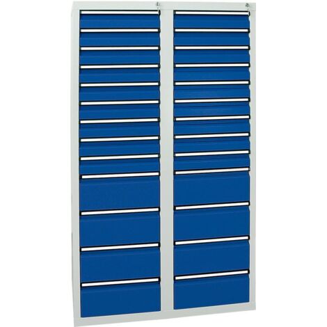 Stumpf Schubladenschrank Serie STS 410, 26 Schubladen enzianblau (18x100, 8x200mm)