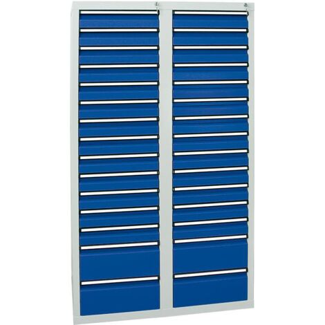 Stumpf Schubladenschrank Serie STS 410, 30 Schubladen enzianblau (26x100, 4x200mm)