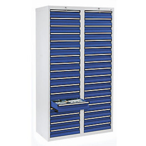 Stumpf Schubladenschrank Serie STS 410, 34 Schubladen enzianblau (34x100mm)