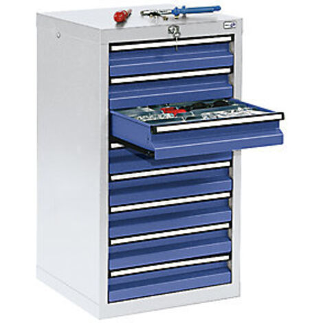 Stumpf Schubladenschrank Serie STS 410, 8 Schubladen enzianblau (8x100mm)