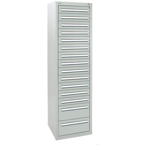 Stumpf Schubladenschrank Serie T-100/35-5, 15 Schubladen lichtgrau (13x100, 2x200mm)