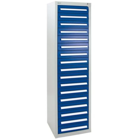 Stumpf Schubladenschrank Serie T-100/35-5, 17 Schubladen enzianblau (17x100mm)