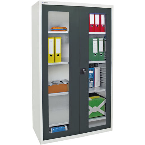 Stumpf Sichtfensterschrank MV4, RAL 7035/7016, 4 Fachböden